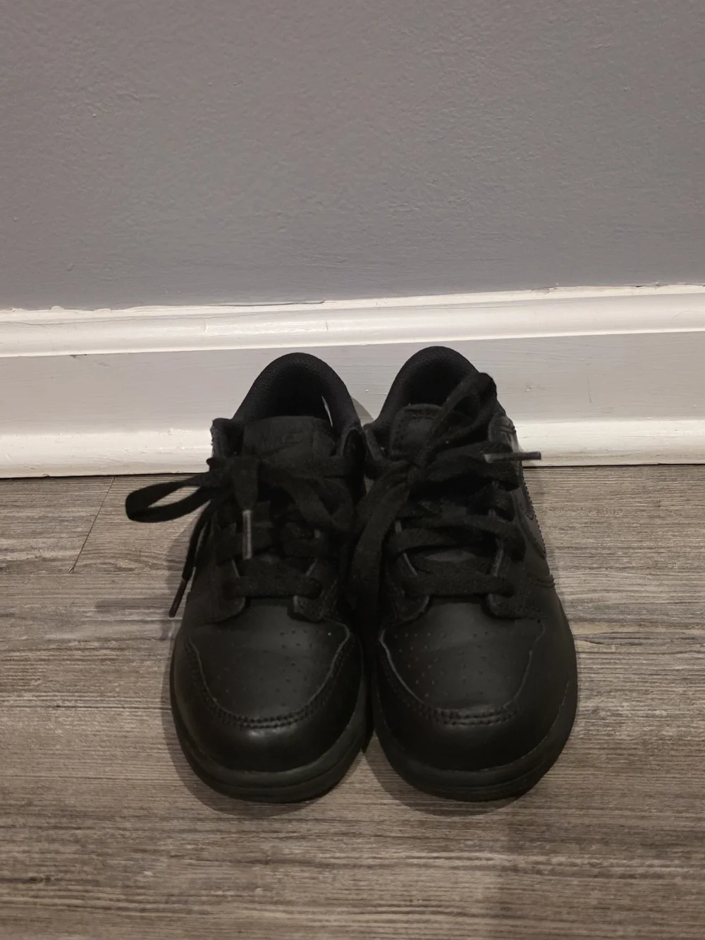 Nike Airforce 1 Little Kids Black Low-Top Sneakers | 12C
